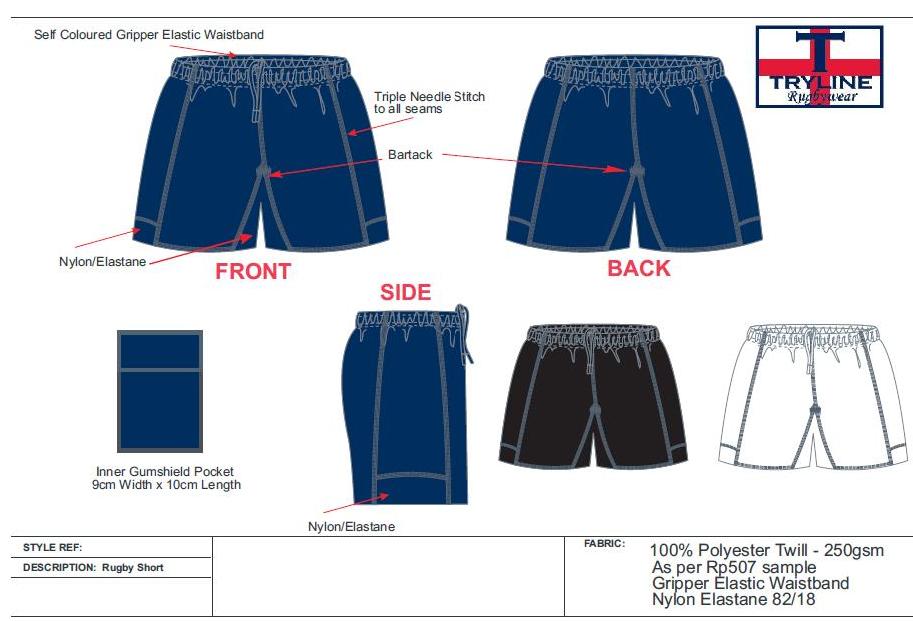 Tryline Pro Rugby Short - Click Image to Close